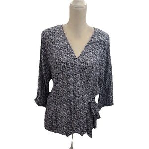 Talbots Elegant Black and White Wrap Top